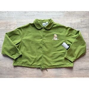 NWT Disney Cropped Jacket Green Denim Women's 3XL Winnie The Pooh Embroidered